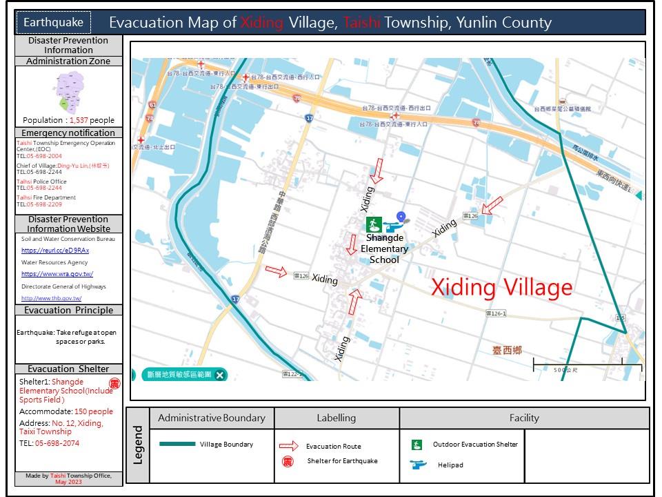 Evacuation Map of Xiding Village-Earthquake