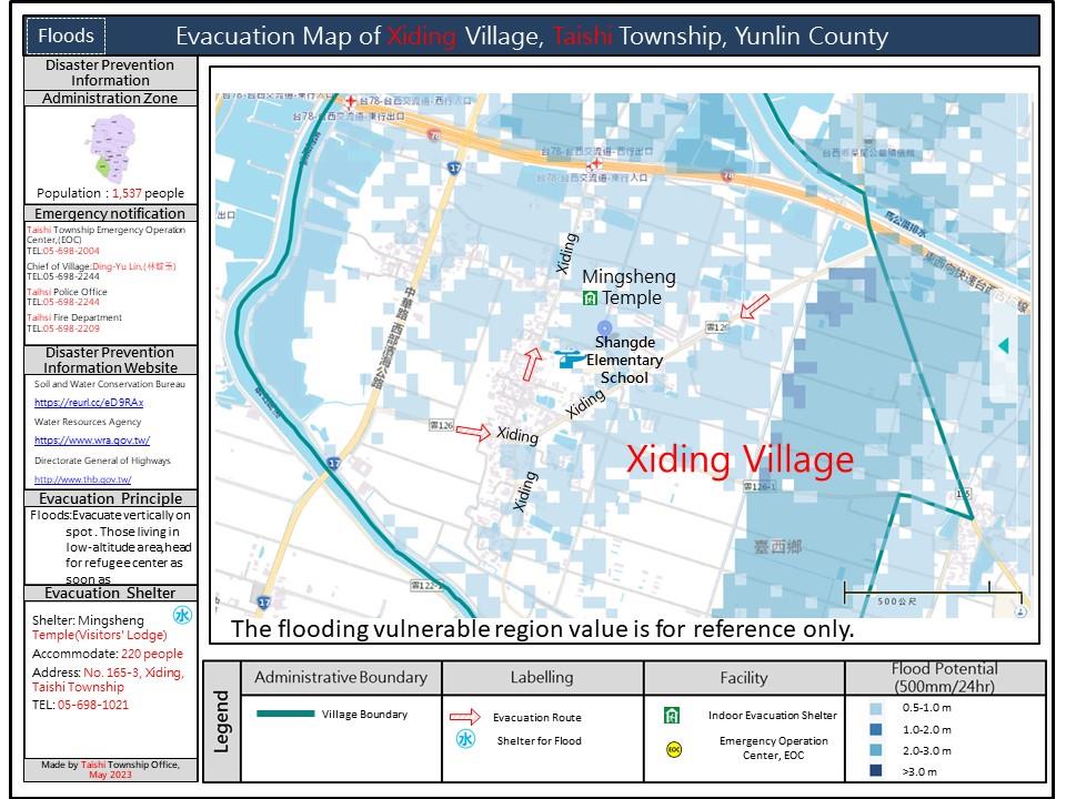Evacuation Map of Xiding Village-Floods