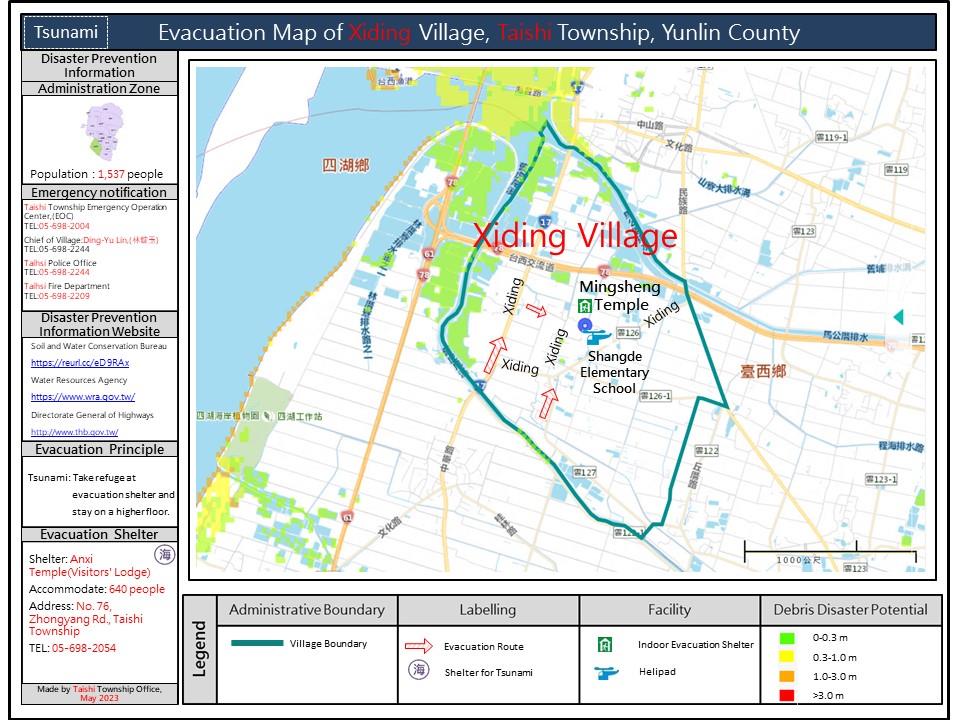 Evacuation Map of Xiding Village-Tsunami
