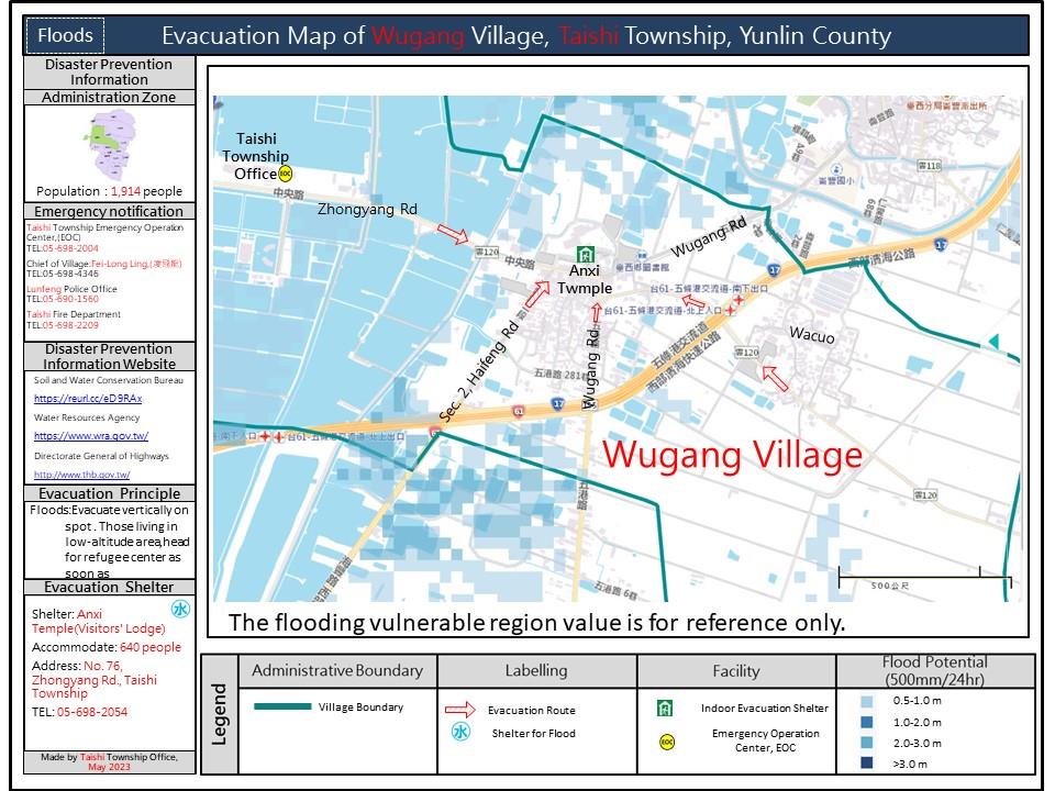 Evacuation Map of Wugang Village-Floods