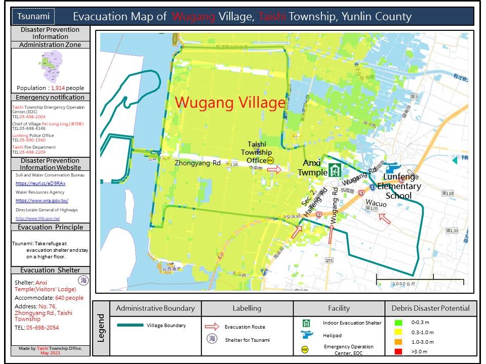 Evacuation Map of Wugang Village-Tsunami